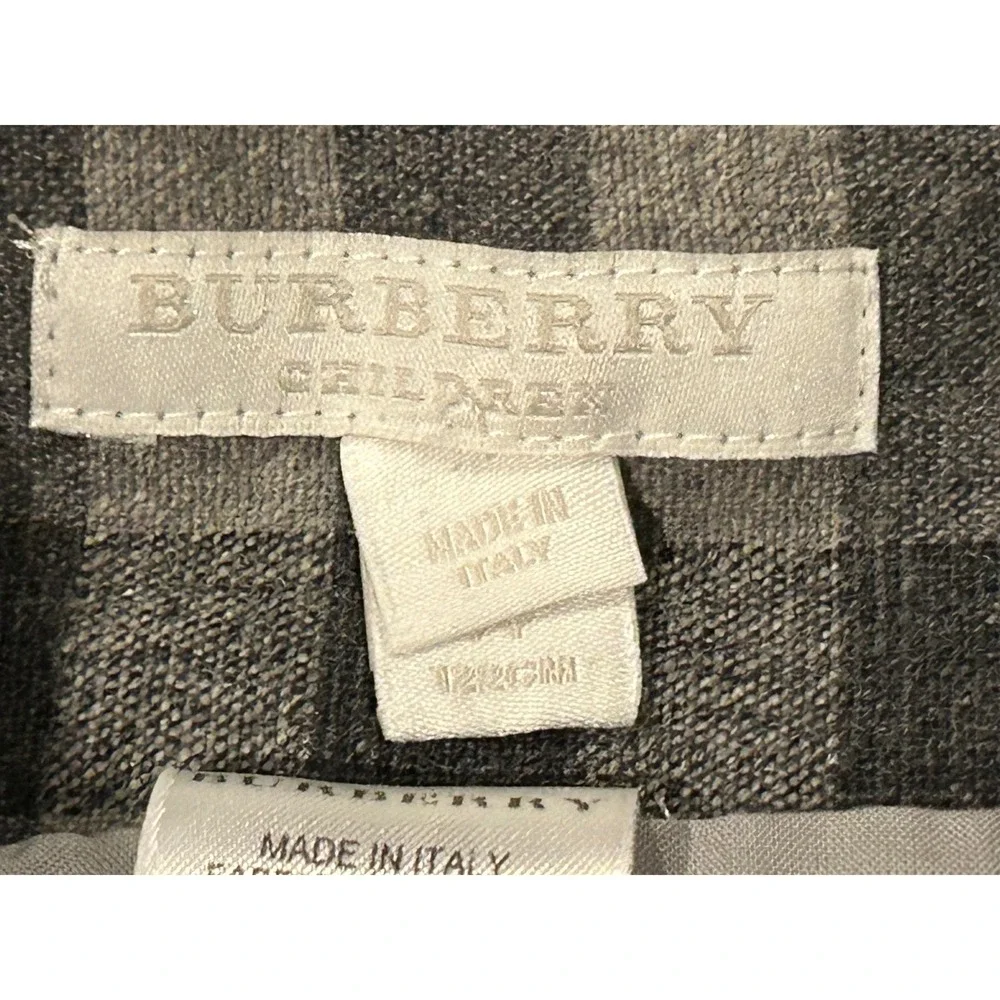 Burberry Children Grey Check Pleated Kilt Skirt Made in Italy 7Y
